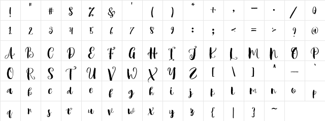 Mindset Regular  glyph index