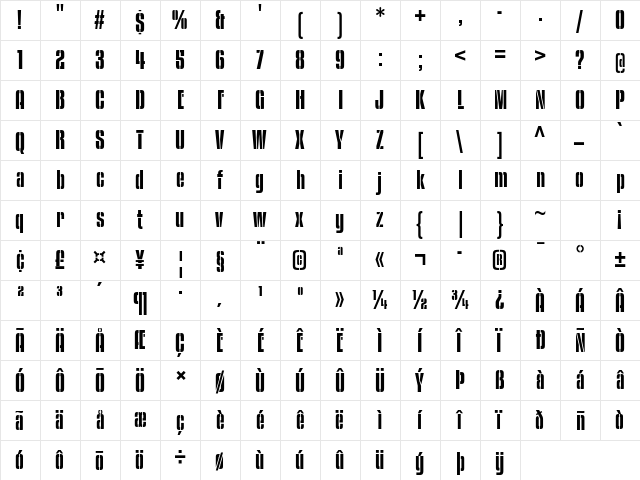 Kenyan Coffee Stencil SemiBold  glyph index