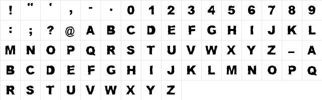 Iceberg Regular  glyph index