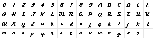 Fleetwilly Regular  glyph index