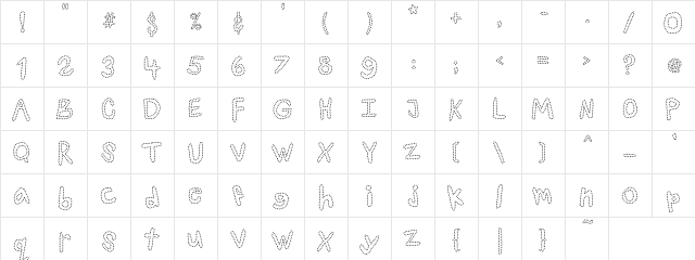 PC Dashed Regular  glyph index