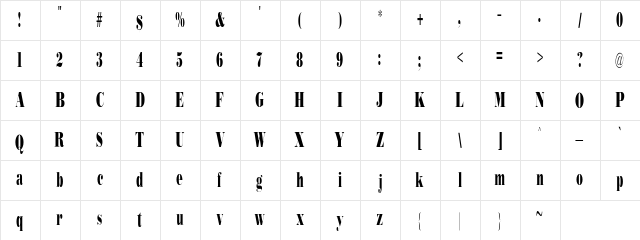 Bodidly-Condens Regular  glyph index