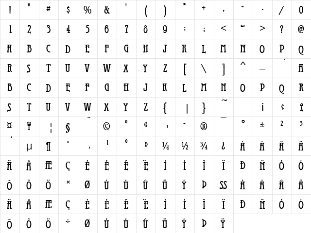 GaladrielAntD Regular  glyph index