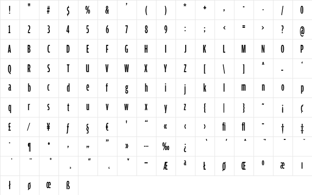 AmplitudeExtraComp-Medium Regular  glyph index