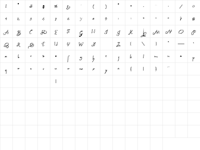 Garbage 1 Regular  glyph index