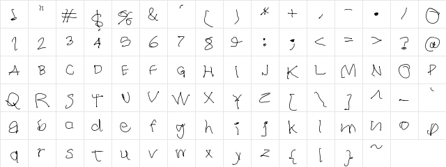 The Writer Regular  glyph index