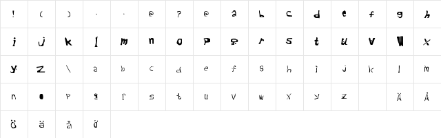 New Regular  glyph index