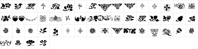PrintersOrnamentsOne Regular  glyph index