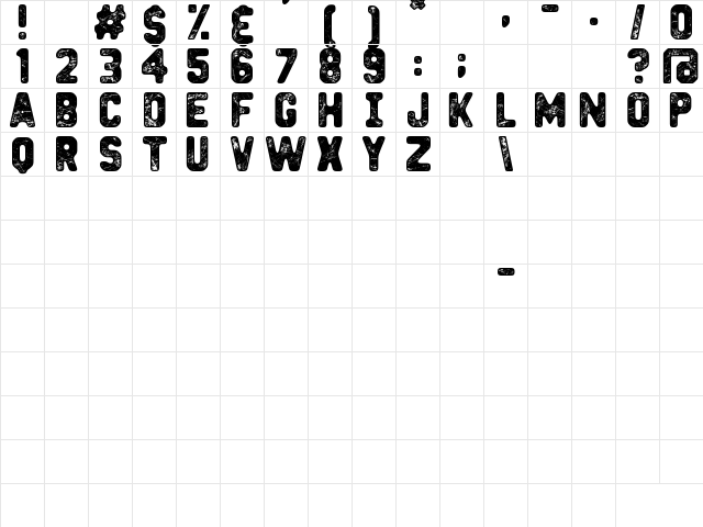 Heavy Metal Box Regular  glyph index