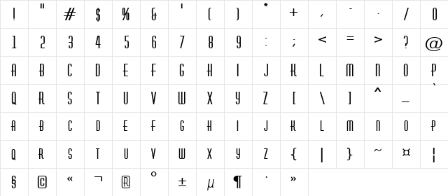 a_HuxleyCaps Bold  glyph index