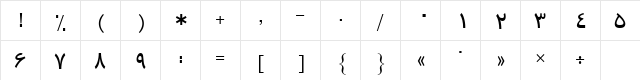 B Traffic Regular  glyph index