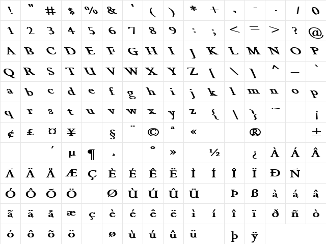Sweet Emotion 9 Regular  glyph index