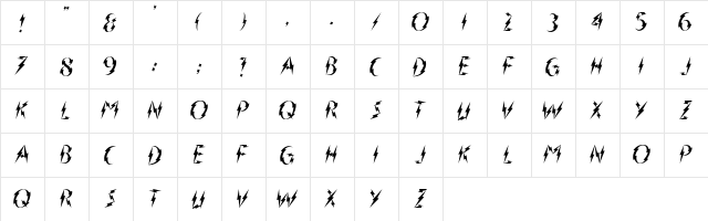 Inner Flasher Regular  glyph index