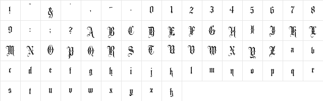 Minster No 3 Regular  glyph index