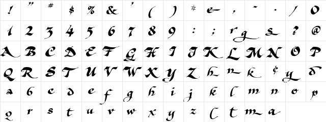 A&S Harliquin Regular  glyph index