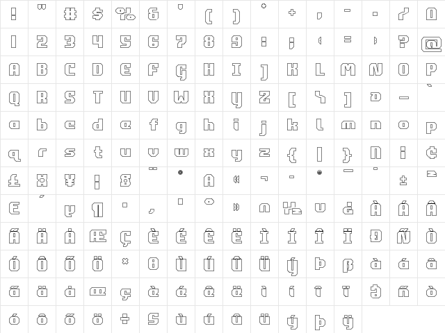 Commonwealth Outline Outline  glyph index