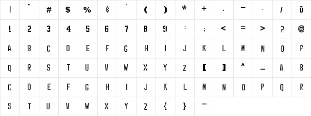 EXP FONT Regular  glyph index