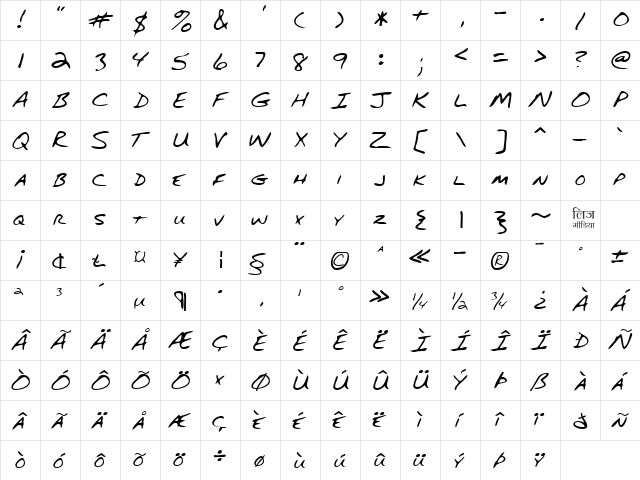 LEHN082 Regular  glyph index