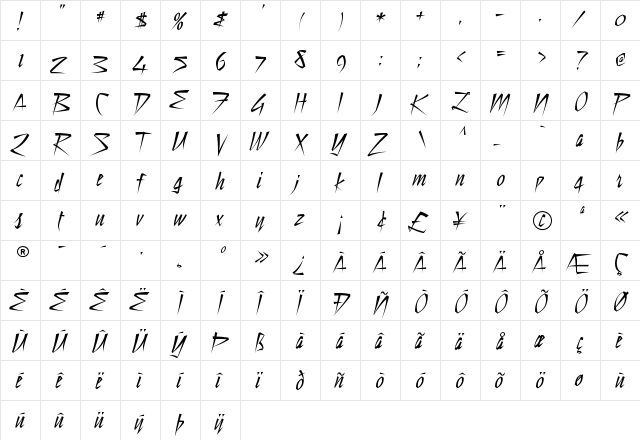 Still Time Regular  glyph index