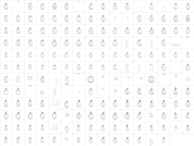 BALLS FONT Regular  glyph index