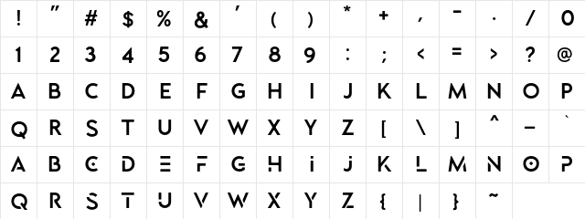 Lequire DEMO Regular  glyph index