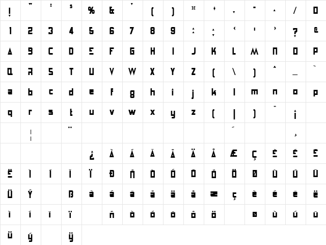 Anglepoise Lampshade Regular  glyph index