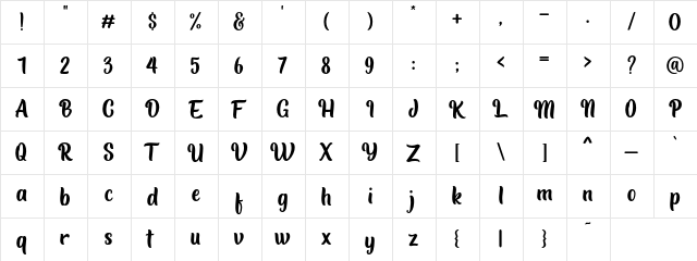Sadtember Regular  glyph index