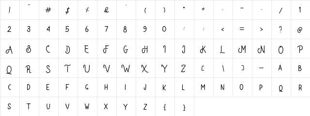 Bataler Regular  glyph index