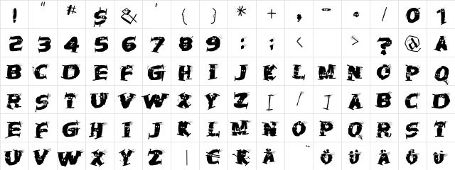 HalloWienTheTramps Regular  glyph index