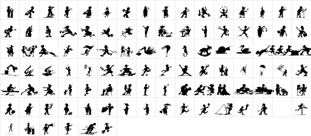 DF Shadowettes ITC TT Regular  glyph index