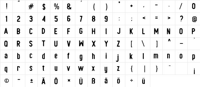 Mohica Demo Regular  glyph index