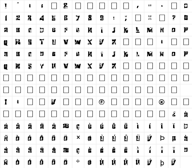 FZ WARPED 19 Normal  glyph index