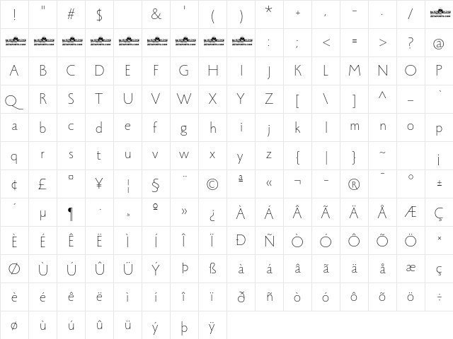 Monterchi Sans Trial Thin  glyph index