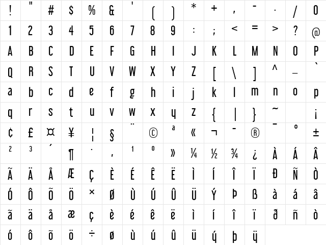 Libel Suit Regular  glyph index