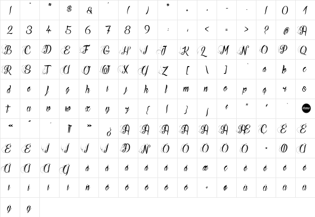 Your Fear Regular  glyph index