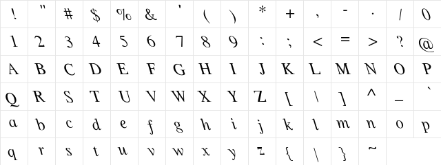 Forge Reverse Italic Regular  glyph index