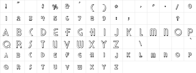 Shadow Man Regular  glyph index