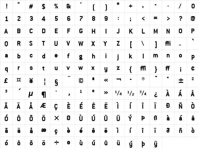 Conduit ITC Bold  glyph index