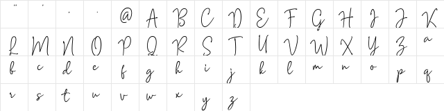 Mention Signature Regular  glyph index