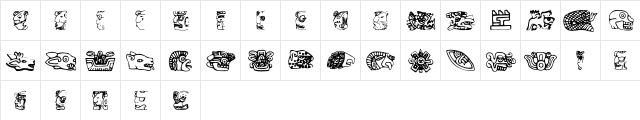 Mayan SignsSymbols Regular  glyph index
