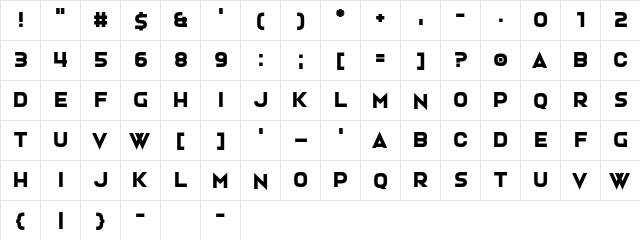 Hardigan Regular  glyph index