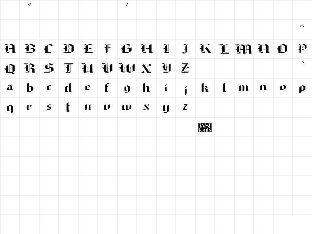 Bonneville Regular  glyph index