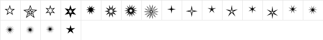 WE_Starcrazy1 Regular  glyph index