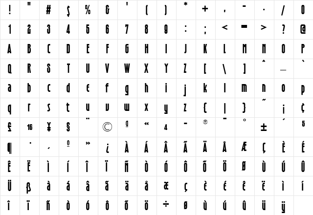 TFHotelmodTwo Bold  glyph index