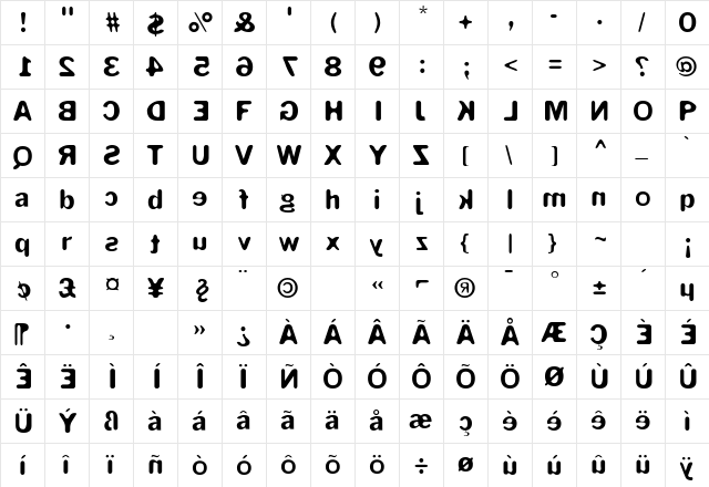 IdealCopy Ambitious  glyph index