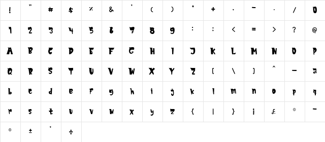 MonsTerio Regular  glyph index