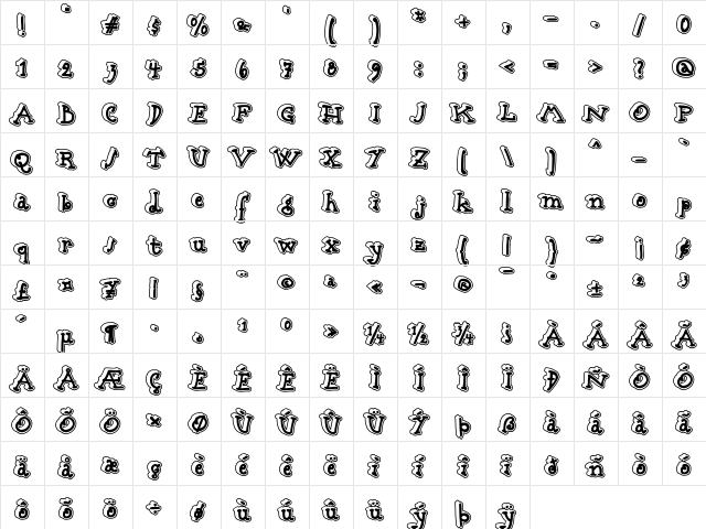 Babine Stroke  glyph index