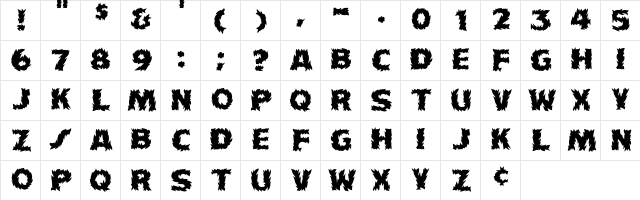 Firecat Regular  glyph index