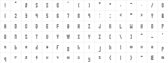 Lucid Type A Outline (BRK) Regular  glyph index