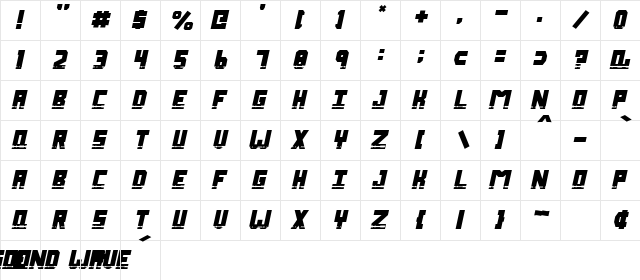 Sound Wave Italic  glyph index